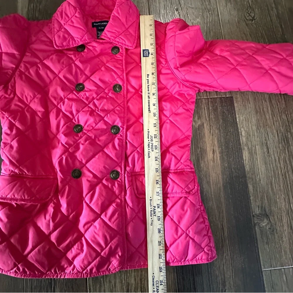 Ralph Lauren hot pink double breasted quilted puffer jacket girls XL 16